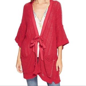 Free People Beach House Brunch Cardi Raspberry